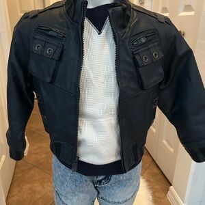Kids Black Leather & liner Jacket